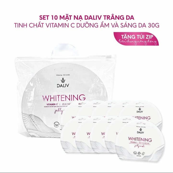 [ Tặng Thêm 2 Miếng ] Combo 10 Mặt Nạ Daliv Trắng Da Tinh Chất Vitamin C Dưỡng Ẩm Và Sáng Da 30g
