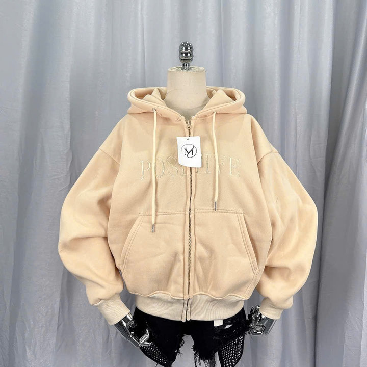 Alternative view of Áo Khoác Hoodie Nỉ Nam Nữ Thêu Posttive - Htm Fashion