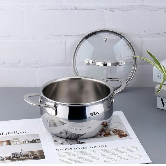 Nồi Inox Cao Cấp 16cm Seka 3842 Chất Liệu Inox 304 Đúc Nguyên Khối Thiết Kế 5 Lớp Dung Tích 1.5l Nặng 1.2kg