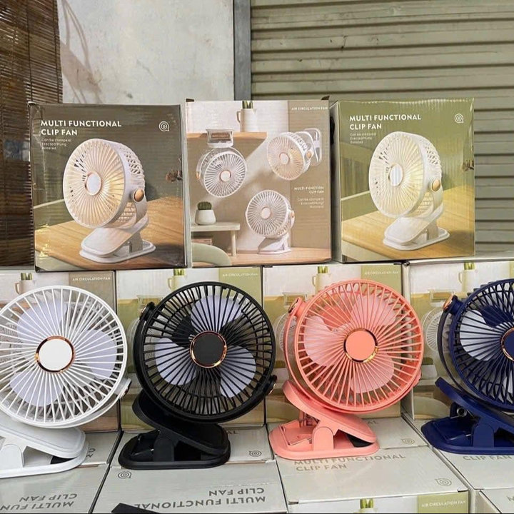 Quạt Tích Điện Kẹp Bàn Để Bàn 3 Mức Độ