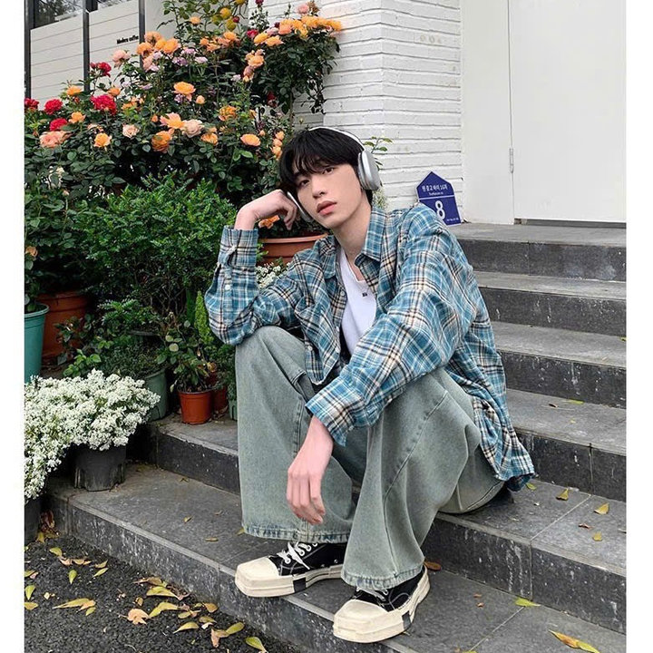 Áo Khoác Sơ Mi Chất Kate Sọc Caro Nam Nữ Tay Dài - Htm Fashion