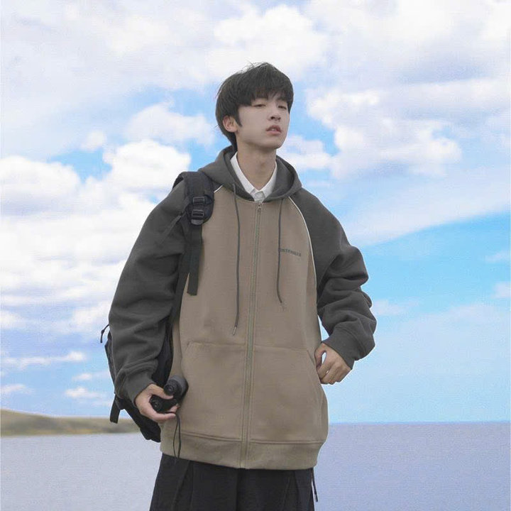 Alternative view of Áo Khoác Ráp Lăng Có Nón Thiết Kế Khóa Kéo In Chữ Misterhi2 - Htm Fashion