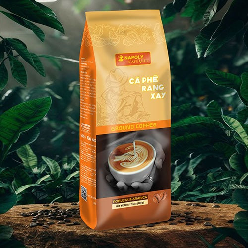 Alternative view of Cà Phê Rang Xay Napoly Coffee Robusta & Arabica Nguyên Chất, Rang Mộc, Đắng Dịu, Thơm Nồng Dành Cho Pha Phin - Túi 500g