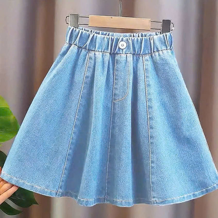 Alternative view of Chân Váy Bé Gái Jean Cotton Xoè Form Dài Từ 12-45kg Cho Bé Gái