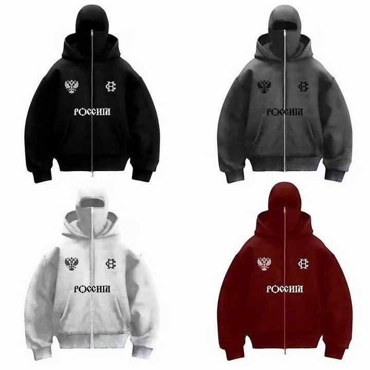 Alternative view of Áo Khoác Ninjia Vải Nỉ Dày Dặn 2 Mũ Trùm Đầu Khoá Kéo Full Mặt In Vhuwx Poccii Unisex Tp55