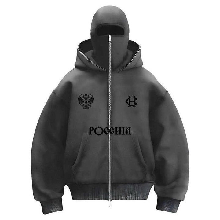 Áo Khoác Ninjia Vải Nỉ Dày Dặn 2 Mũ Trùm Đầu Khoá Kéo Full Mặt In Vhuwx Poccii Unisex Tp55