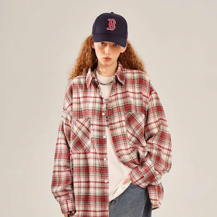 Alternative view of Áo Sơ Mi Caro Unisex Nam Nữ Vải Kate Cotton Phối 2 Túi Trước Tp84 - Phương Store