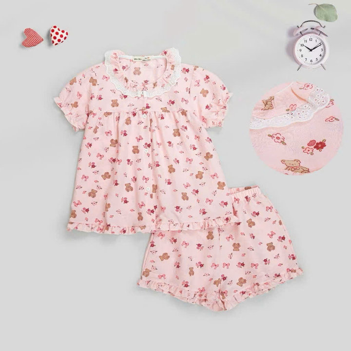 Alternative view of Bộ Pyjama Bé Gái Chật Đũi Cotton Mềm Mại Với Hoạ Tiết Gấu, Kitty Dễ Thương Từ 12-50kg Cho Bé Gái