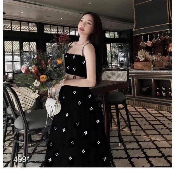 Set Áo Moking Mix Chân Váy Dáng Dài Nhún Lưng Tb75uj-nana House