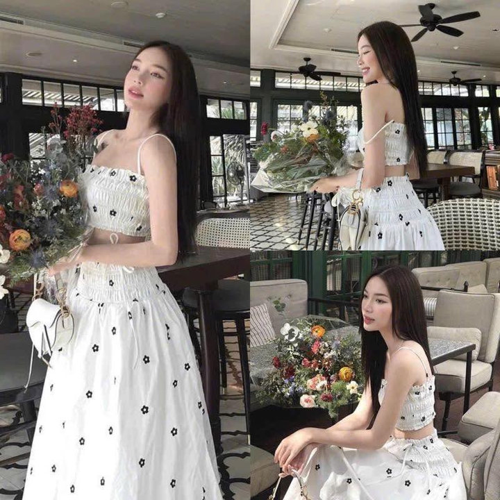 Set Áo Moking 2 Dây Mix Chân Váy Dáng Dài Nhún Lưng Bt75lo-sam Store