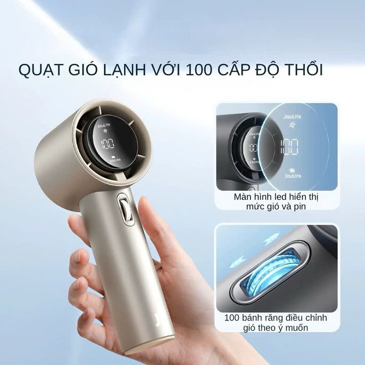 Quạt Tích Điện Hiển Thị Đèn Led Với 100 Mức Gió Veeco Vmf-05 - Gdn