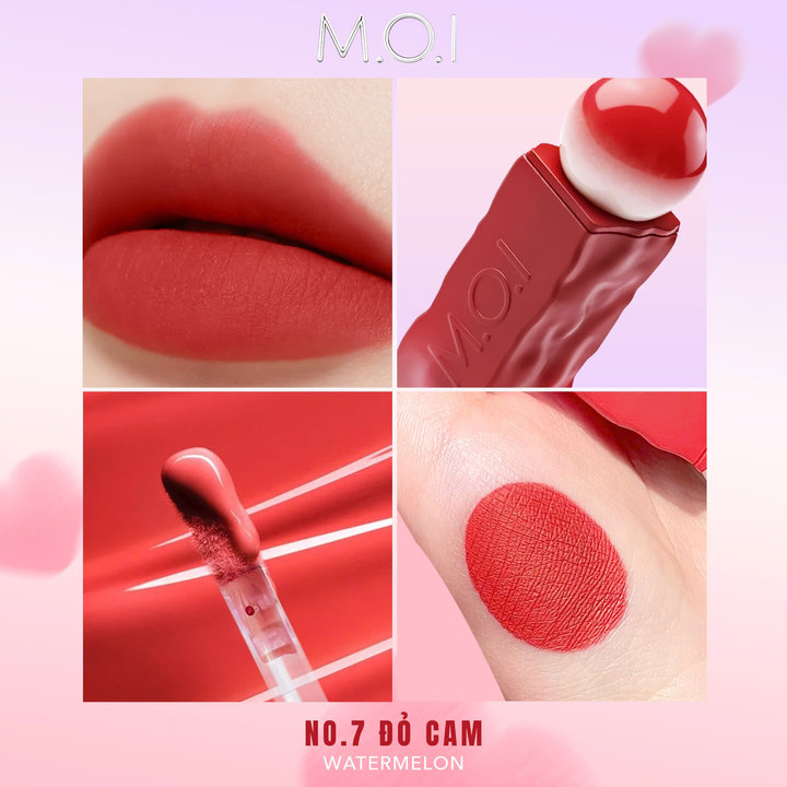 M.o.i - Son Tint Lì Cotton Candy No.07 Watermelon- Đỏ Cam
