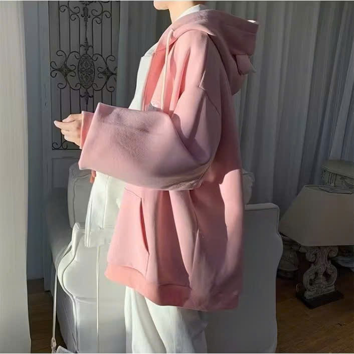 Alternative view of Áo Khoác Nỉ Phối 2 Màu In Gấu Mũ Có Sừng Dễ Thương Form Rộng Unisex Tp85