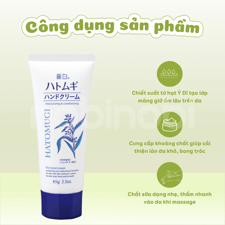 Alternative view of (chính Hãng) Kem Dưỡng Da Tay Reihaku Hatomugi Cấp Ẩm Mềm Mịn Và Ngừa Nếp Nhăn 65g