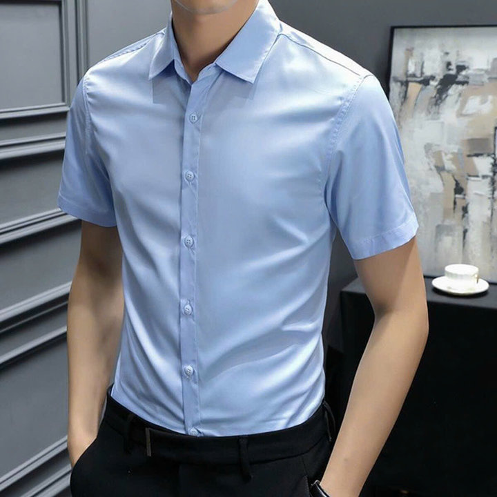 Alternative view of Áo Sơ Mi Nam Ngắn Tay Tuto5 Menswear Smn01 - Sơ Mi Trơn Công Sở Slimfit Hàn Quốc Phong Cách, Trẻ Trung, Lịch Lãm