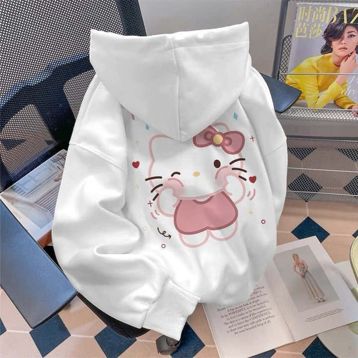 Alternative view of Áo Khoác Nỉ Hoodie Nón Rộng In Hình Mèo Kitty Sau Lưng Siêu Dễ Thương - Tp78