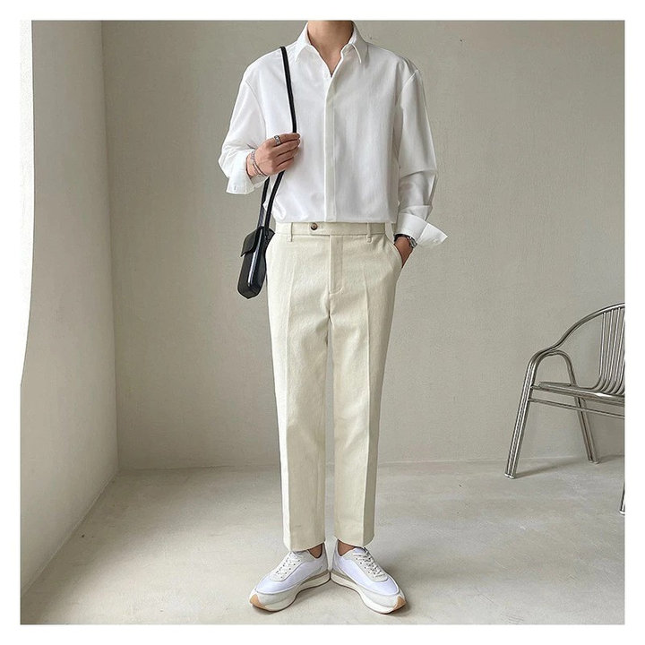 Áo Sơ Mi Trắng Nam Tuto5 Menswear Smt04 - Sơ Mi Trơn Dài Tay Nẹp Ẩn Cotton Phong Cách, Gấp Hộp Cao Cấp( Có Bigsize)