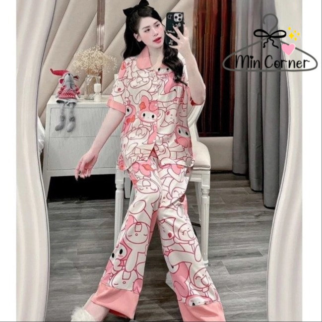 Đồ Bộ Mặc Nhà ,set Đồ Bộ Nữ Pijama Tay Ngắn Quần Dài Cổ Sen Dễ Thương Mb354 - Min Corner