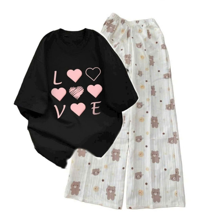 Alternative view of Tổng Hợp Các Sét Bộ Quần Hoạt Hình + Áo Phông Form Rộng Tay Lỡ Love