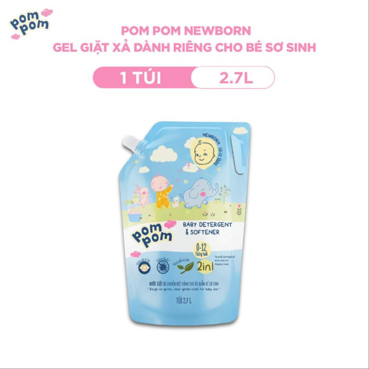 Alternative view of Túi 2.7l - Dành Cho Bé Sơ Sinh - Gel Giặt Xả 2in1 - Sạch Sâu Kháng Khuẩn - Khử Mùi Nôn Trớ, Ọc Sữa, Tè Khai-lưu Hương Phấn Thơm Dịu Nhẹ