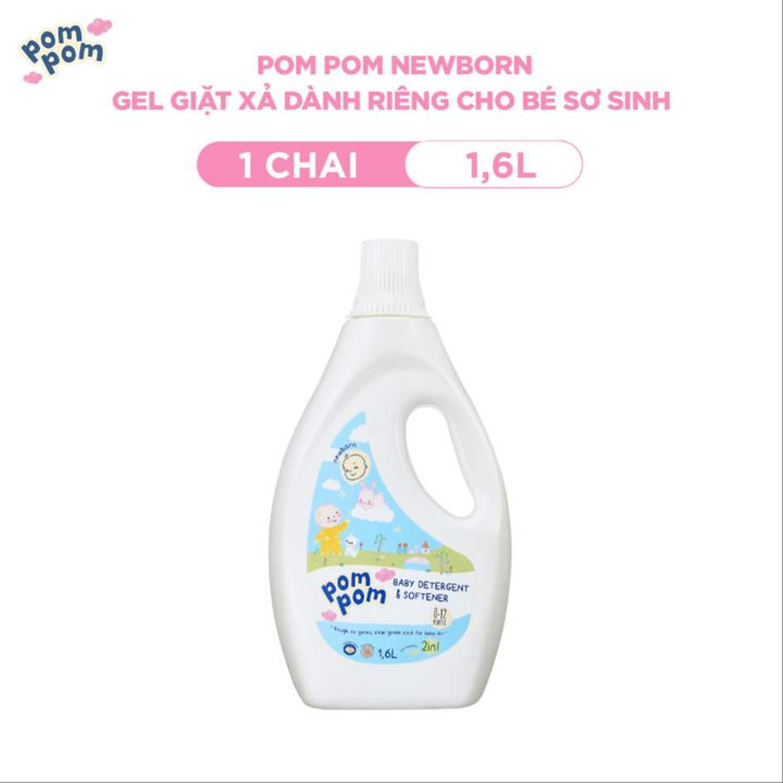 Alternative view of Chai 1.6l - Dành Cho Bé Sơ Sinh - Gel Giặt Xả 2in1 - Sạch Sâu Kháng Khuẩn - Khử Mùi Nôn Trớ, Ọc Sữa, Tè Khai-lưu Hương Phấn Thơm Dịu Nhẹ