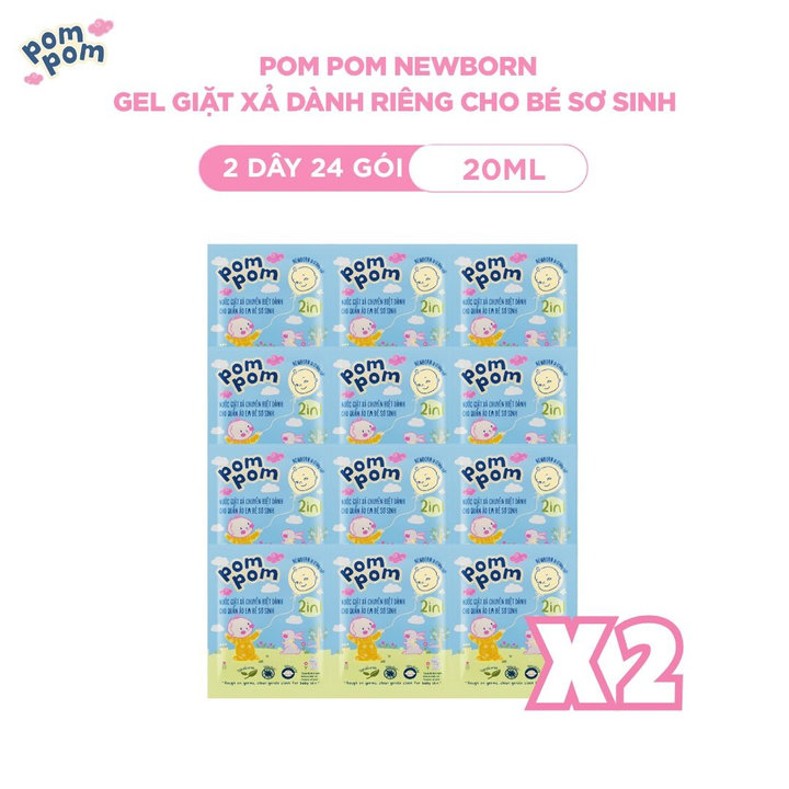 Alternative view of [combo 2 Dây] Gel Giặt Xả Newborn Dành Cho Bé Sơ Sinh (0 - 12 Tháng) 24 Gói 20ml - Pom Pom