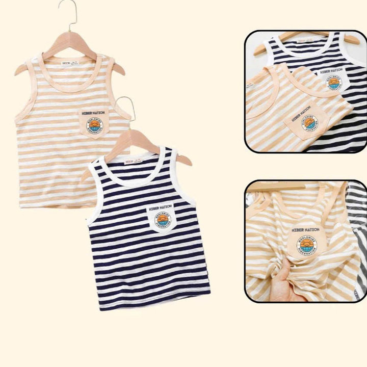 Áo Thun Sọc Sát Nách Có Túi Siêu Thoáng Mát Từ 8-45kg Cho Bé Trai