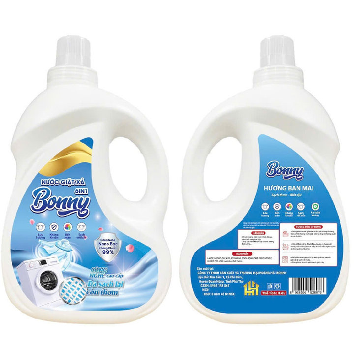 Alternative view of Nước Giặt Xả Đậm Đặc Bonny 6 Trong 1 Hương Thơm Quyến Rũ Loại Can 3,6l - Thời Trang Hc