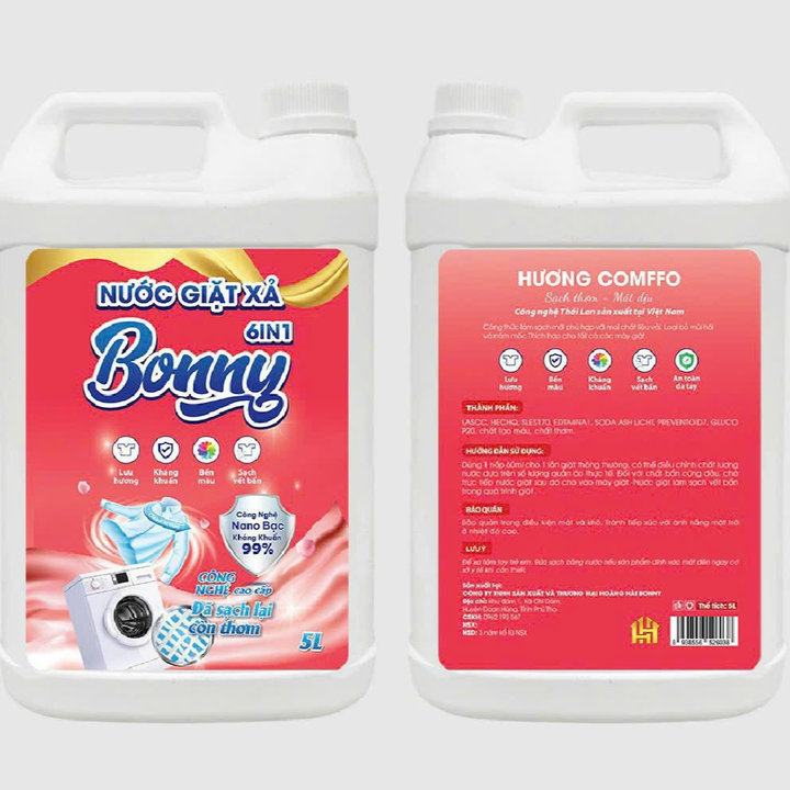 Nước Giặt Xả Đậm Đặc Bonny 6 Trong 1 Hương Thơm Quyến Rũ Loại Can 5l - Thời Trang Hc