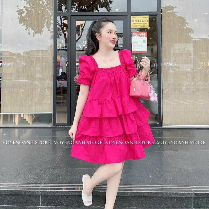 Đầm Lụa Babydoll Tầng Cổ Vuông Tb72ew-nana House