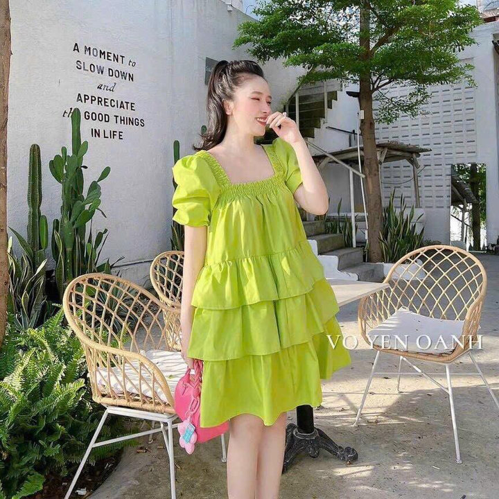 Alternative view of Đầm Lụa Babydoll Tầng Cổ Vuông Tb72ew-nana House