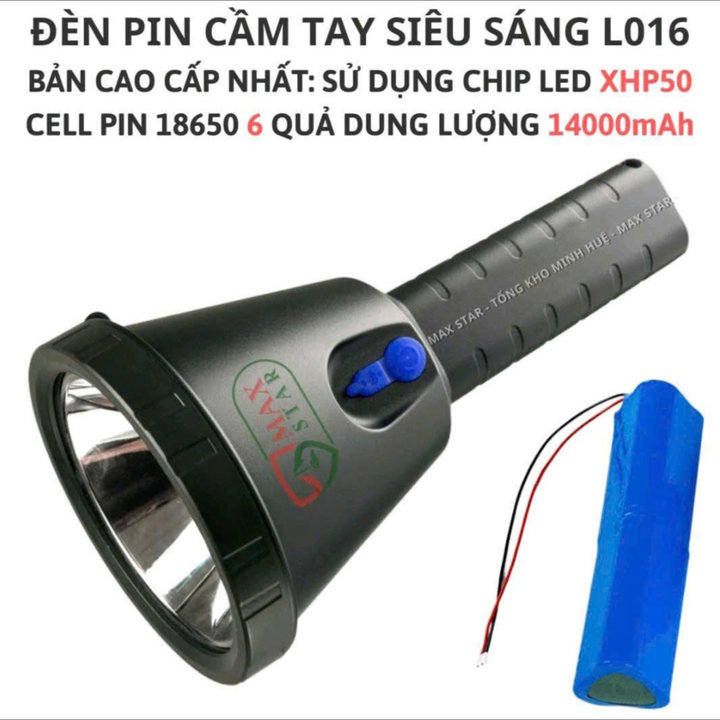 Đèn Pin Cầm Tay L016 Siêu Sáng 6 Pin Dung Lượng 14000mah Gd256 - Lady's Passion