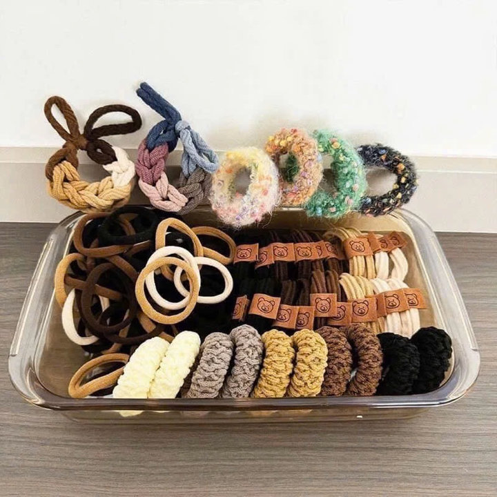 Set 86 Chi Tiết Dây Chun Buộc Tóc Các Loại - Thun Cột Tóc Đuôi Ngựa Nhiều Kiểu Hàn Quốc -gdn