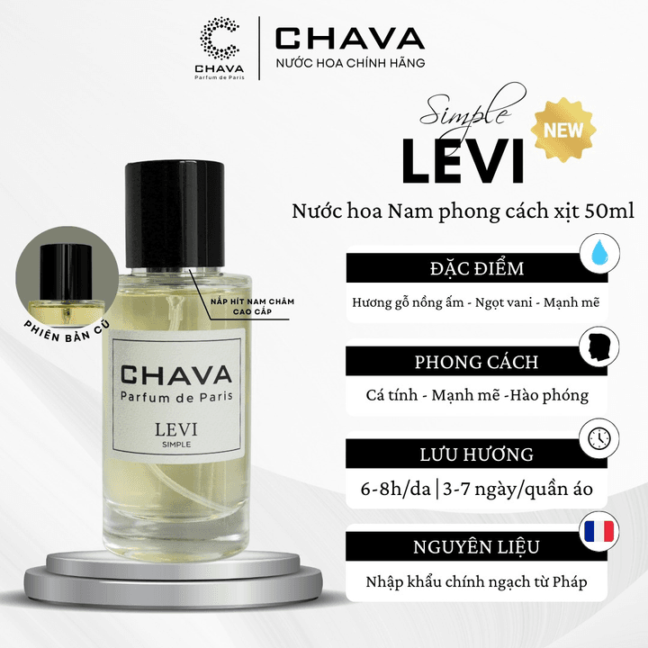Nước Hoa Nam Simple Levi 50ml Phong Cách Xịt (phiên Bản Nắp Nam Châm Cao Cấp)- Chava