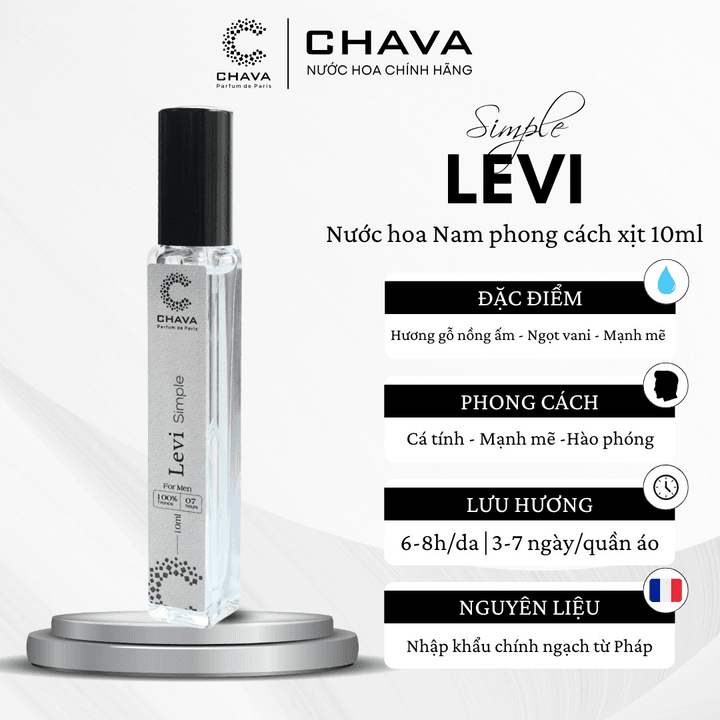 Nước Hoa Nam Mini Simple Levi 10ml Phong Cách Xịt - Chava