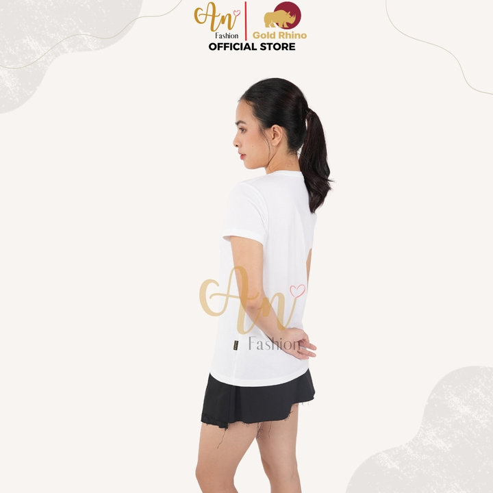 Alternative view of Áo Thun Nữ Cổ Tim Trắng 100% Cotton Cao Cấp - Gold Rhino