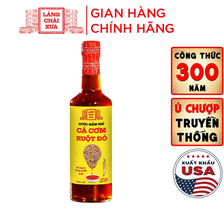 [kf] Nước Mắm Nhỉ Cá Cơm Ruột Đỏ Làng Chài Xưa 500ml/chai Thủy Tinh Cá Vàng Ngon Vùng Nước Trồi 300 Năm Truyền Thống