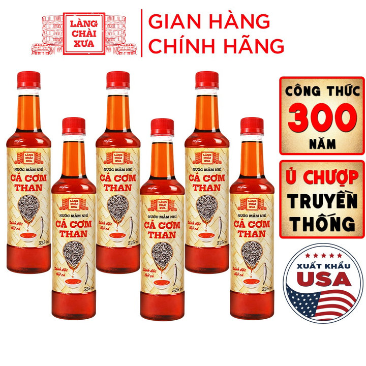 [thùng 6 Chai] Nước Mắm Nhỉ Cá Cơm Than 525ml - Làng Chài Xưa