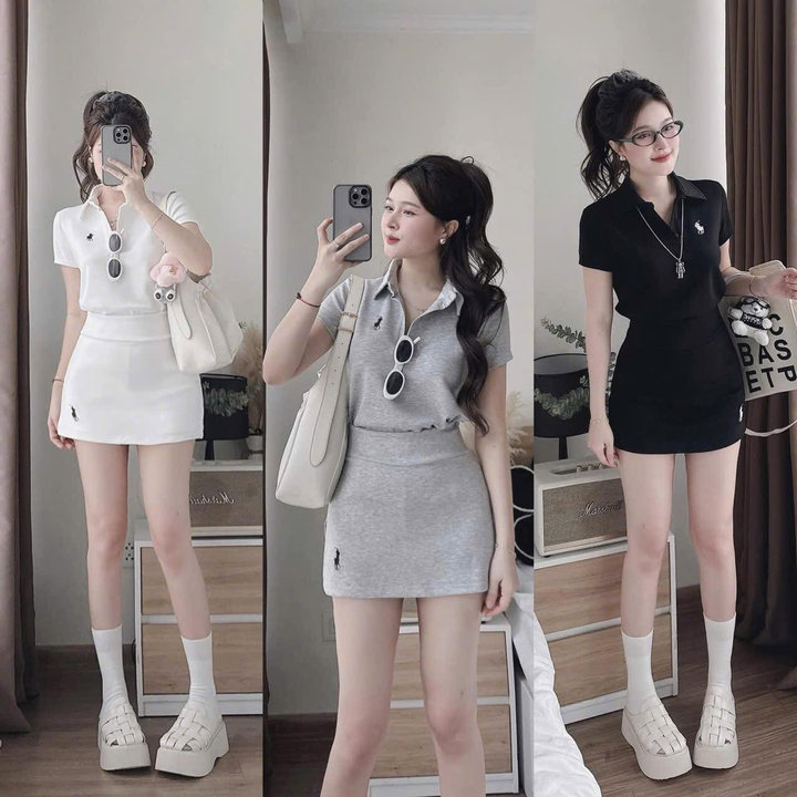 Set Váy Borip Xẻ Tà Có Quần Cổ Trụ Thêu Logo Tb98tf-nana House