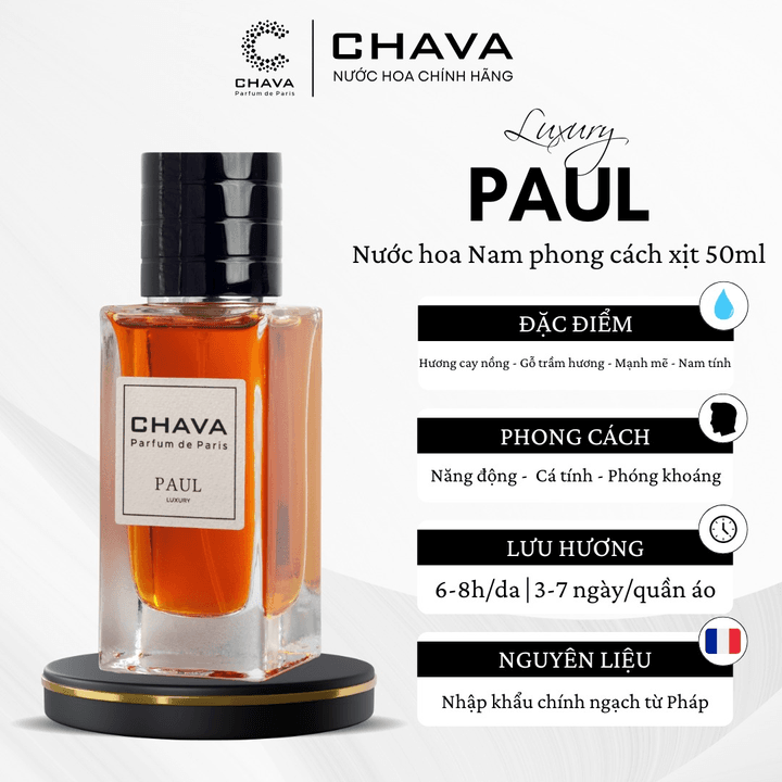 Nước Hoa Nam Luxury Paul 50ml Phong Cách Xịt - Chava