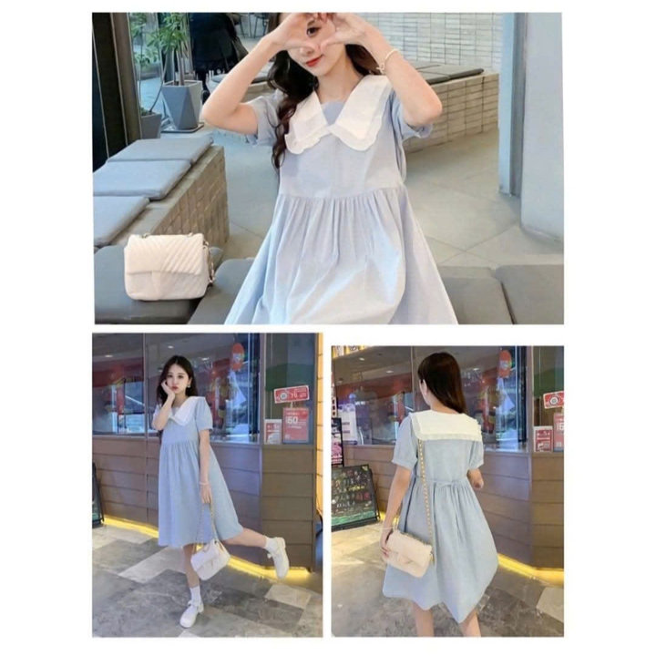 Alternative view of (xả Hàng) Váy Babydoll Phối Cổ Tiểu Thư Phong Cách Hàn Quốc Cực Xinh