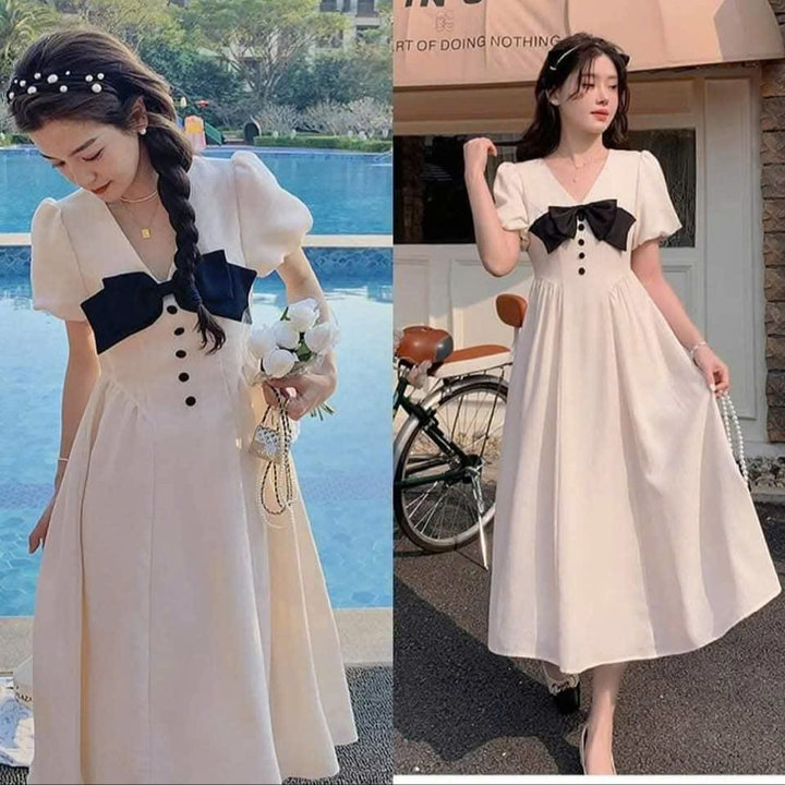 (xả Hàng) Váy Babydoll Phối Cổ Tiểu Thư Phong Cách Hàn Quốc Cực Xinh