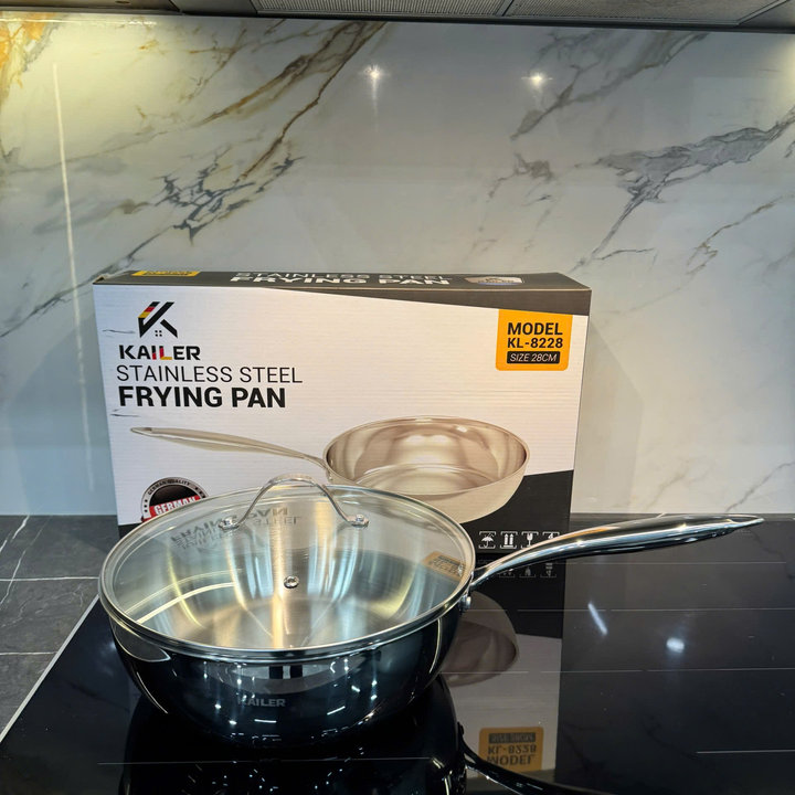Alternative view of Chảo Inox Kailer Công Nghệ Phủ Nano Nhiệt Lạnh – Không Cần Tôi Chảo Khi Sử Dụng Size 24-26-28 Cm - Kèm Vung Kính Cao Cấp