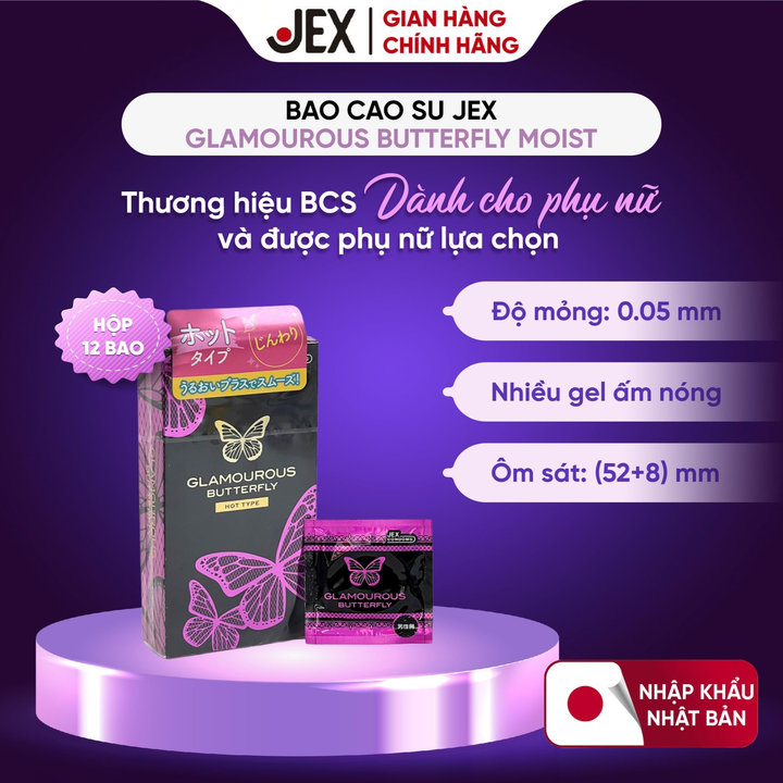 Bao Cao Su Jex Glamourous Butterfly Hot 1000 Hộp 12 Bao