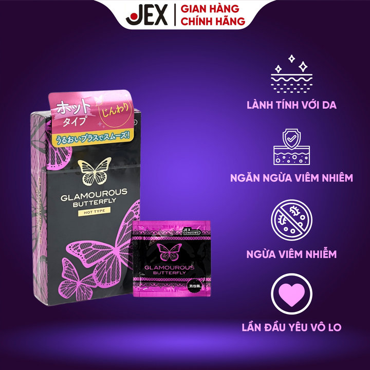 Bao Cao Su Jex Glamourous Butterfly Moist 500 Hộp 6 Chiếc