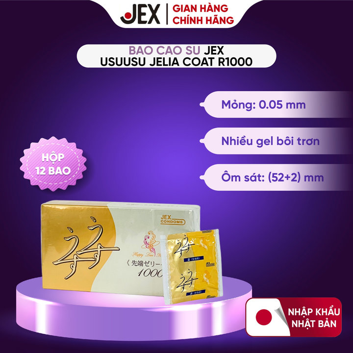 Bao Cao Su Jex – Usuusu Jelia Coat R1000 Hộp 12 Bao