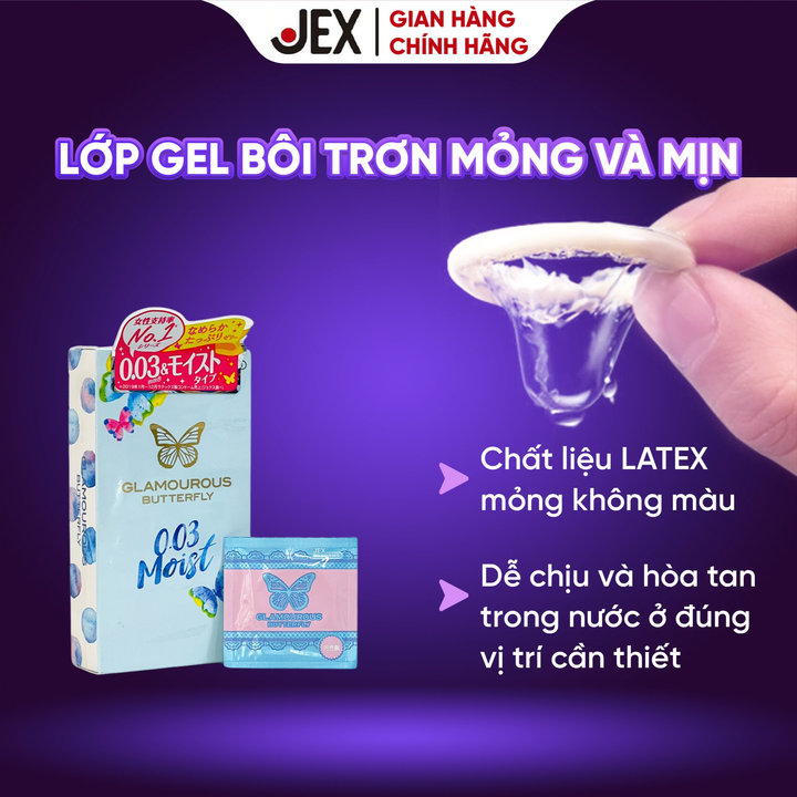 Alternative view of Bao Cao Su Jex- Glamourous Butterfly 003 Moist Hộp 10 Bao