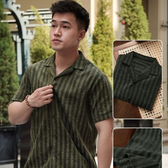 Alternative view of Áo Sơ Mi Nam Họa Tiết Kelly Tuto5 Menswear Smd04 - Sơ Mi Ngắn Tay Cổ Vest Vải Đũi Thô Hàn Thoáng Mát, Form Thoải Mái