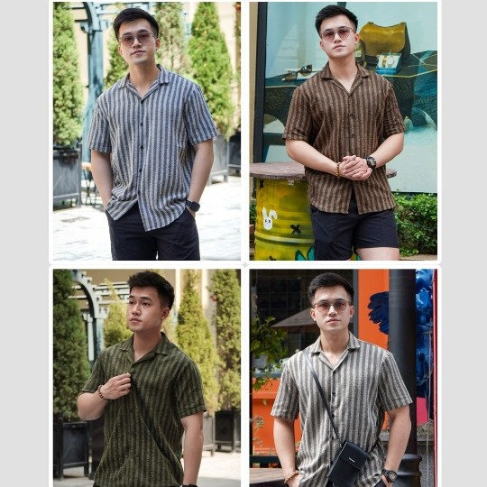 Áo Sơ Mi Nam Họa Tiết Kelly Tuto5 Menswear Smd04 - Sơ Mi Ngắn Tay Cổ Vest Vải Đũi Thô Hàn Thoáng Mát, Form Thoải Mái