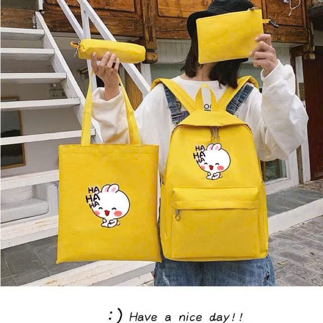 Set Balo Đi Học 4 Món Mèo Hahaha Vừa A4 St69ki-sam Store